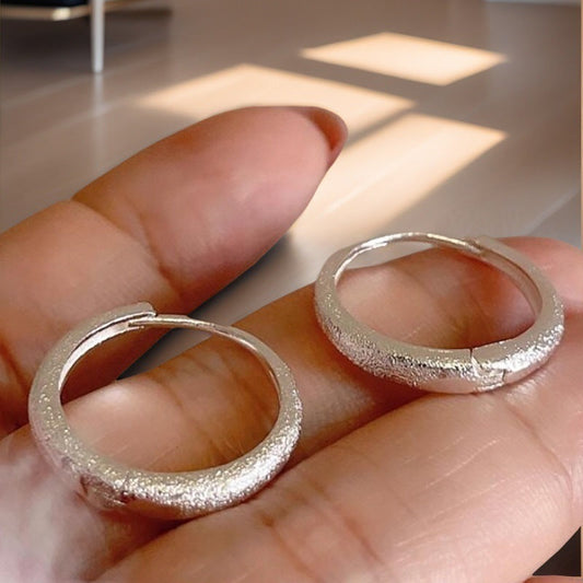 Frosted silver rings, earrings, less feeling earrings, exquisite and small temperament, commuting versatile