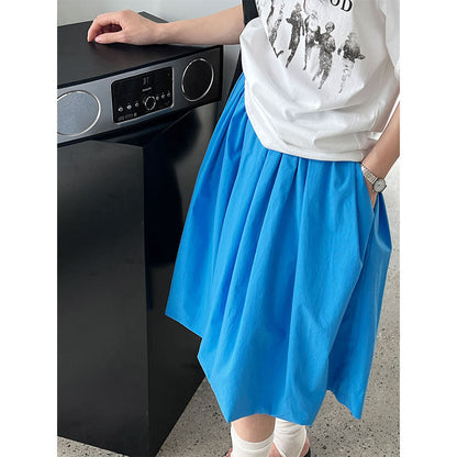 Korean simple high-waisted bud skirt for women's summer thin and age-reducing versatile long-staple cotton skirt