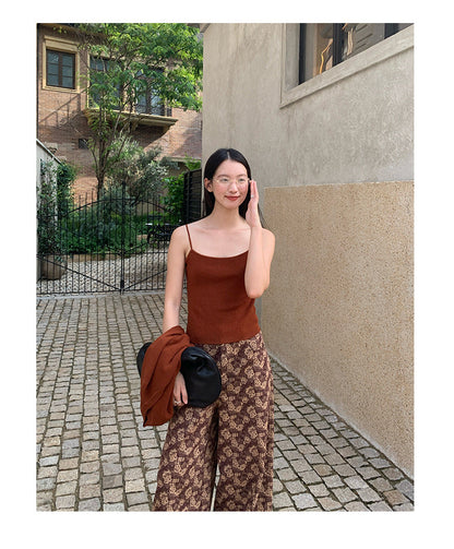 Five-color stretch inner with grooved strips Lyocell knitted camisole