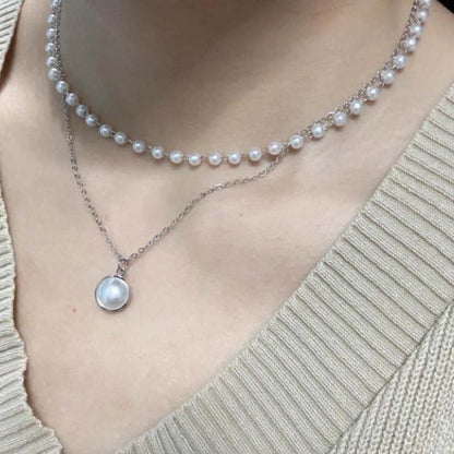Internet celebrity retro ins simple double pearl bracelet female, cold port style fashionable pearl bracelet