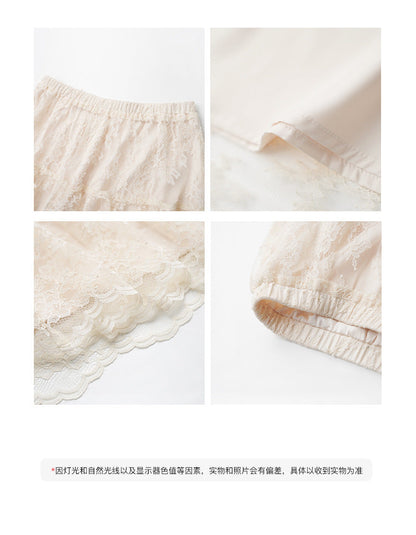 High-waisted A-shaped long embroidered lace skirt