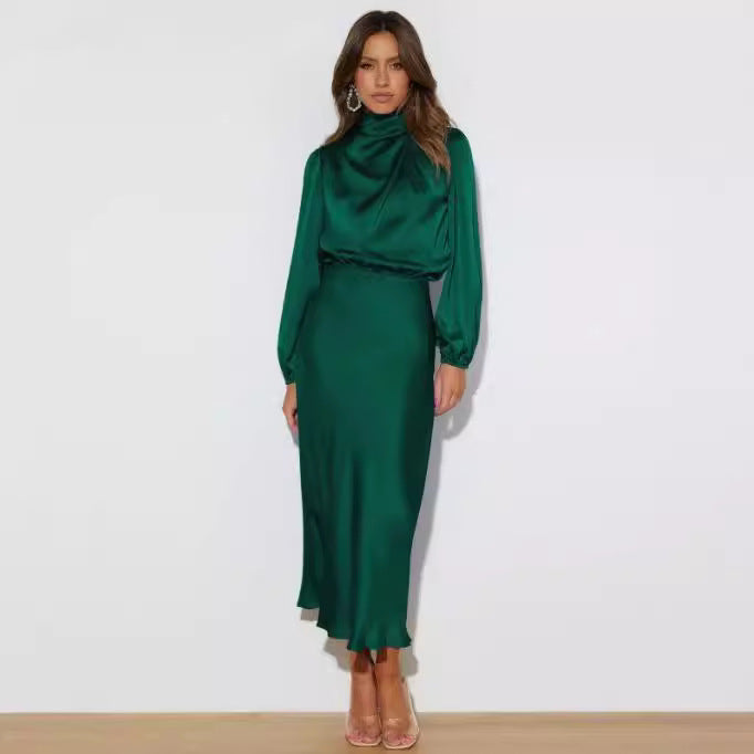 Satin Long Sleeve Maxi Dress