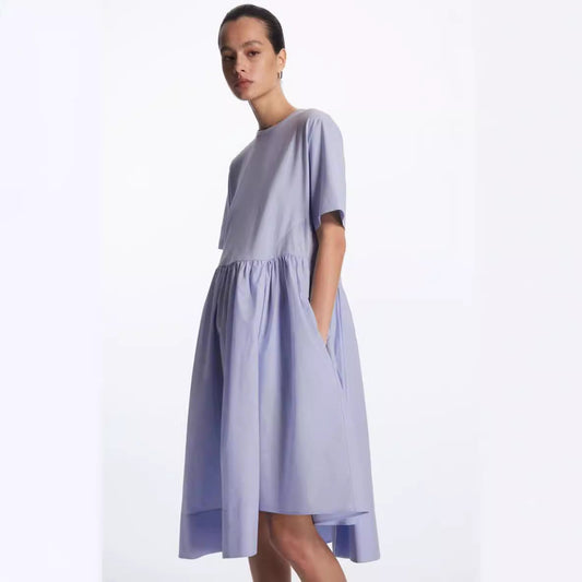 Short Sleeve Casual Edition Stitching Irregular Dress