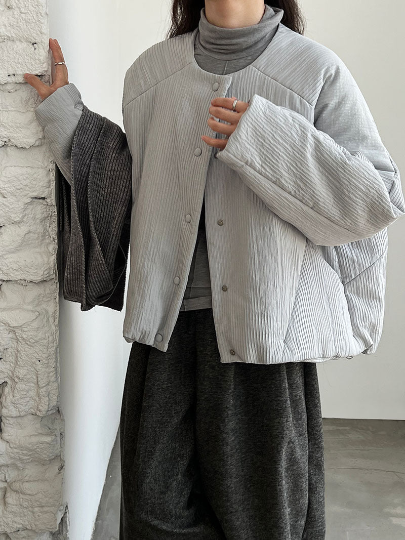 Korean simple loose casual round neck short cotton-padded clothes women's winter top cotton-padded jacket jacket
