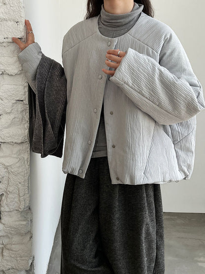 Korean simple loose casual round neck short cotton-padded clothes women's winter top cotton-padded jacket jacket
