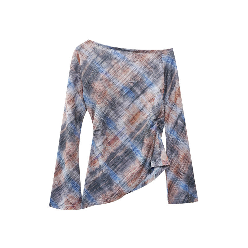 Niche slim-fitting waist and thin flared sleeve top