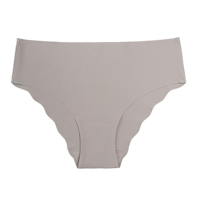 Large size seamless wavy edge panties women's soft breathable cotton women's ice silk briefs