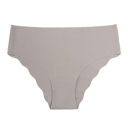 Large size seamless wavy edge panties women's soft breathable cotton women's ice silk briefs