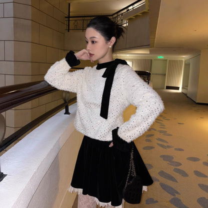 Heavy Industry sequined streamer long-sleeved sweater fleece shirt