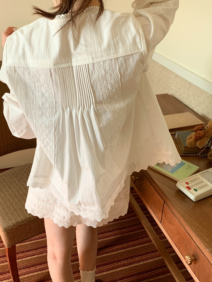 Lace Shirt and Skirt Set