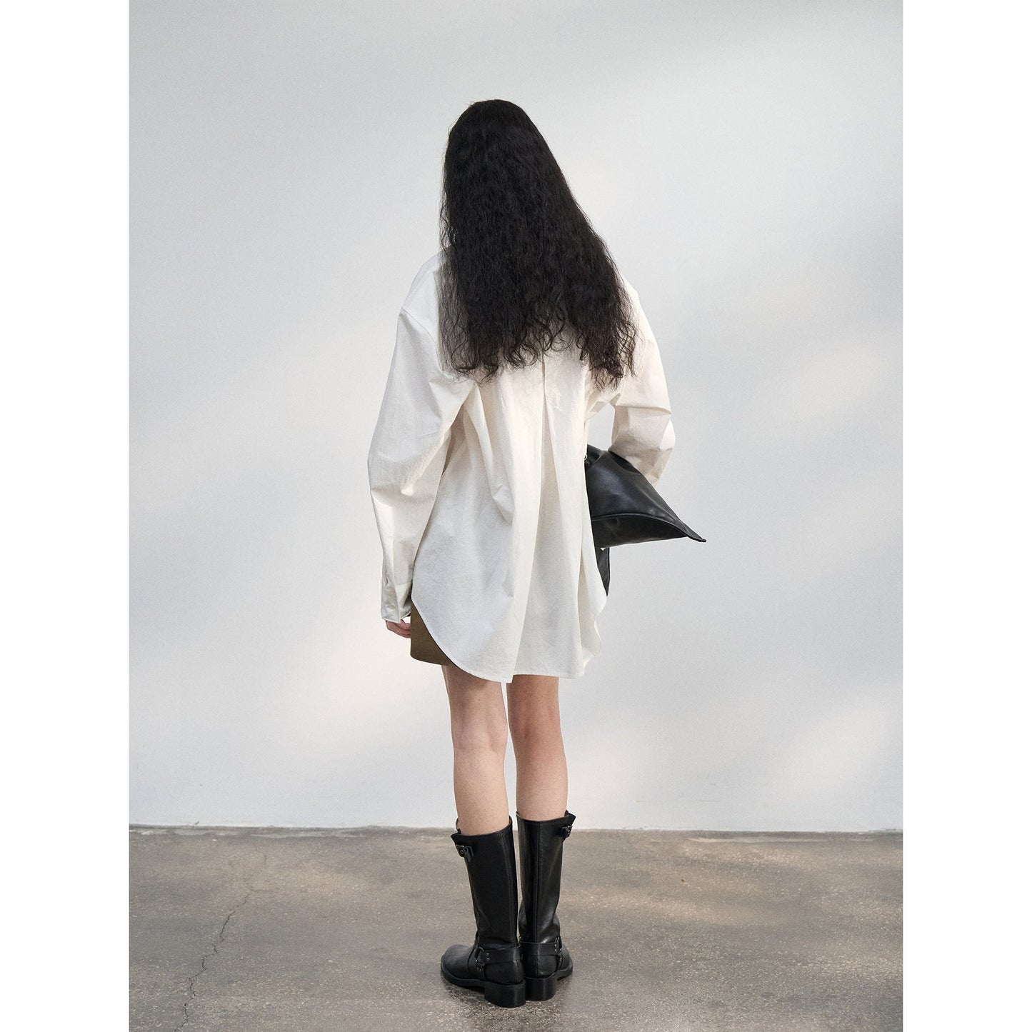 Spring new design wire lace-up slim fit loose soft shirt