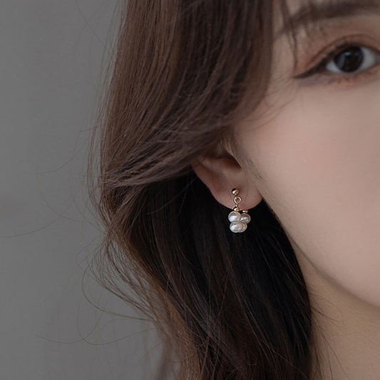 Vintage pearl earrings autumn and winter niche high quality natural stud earrings 2022 tide earrings earrings