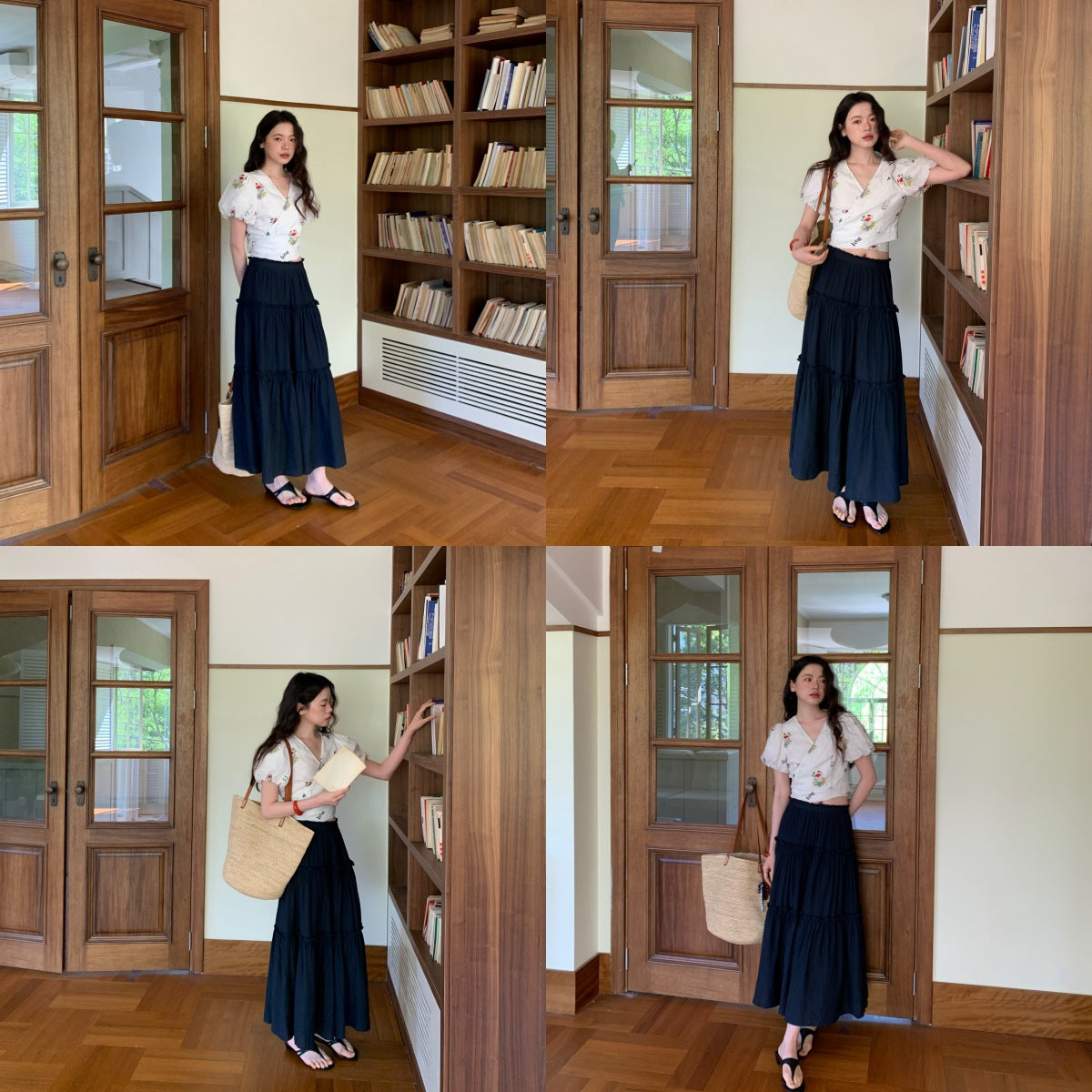 Fresh and age-reducing short one-piece strap bubble sleeve top
