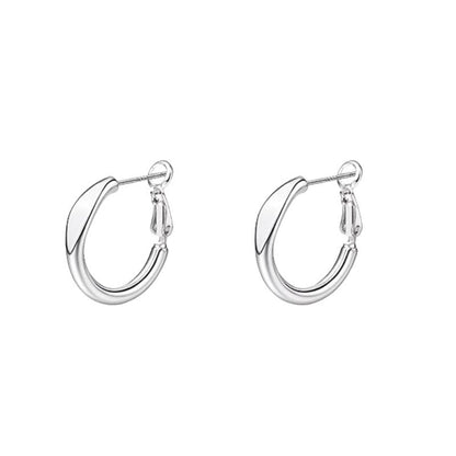 S925 Silver Needle Black Metal Glossy Plain Ring Earrings Women's Sweet Cool Style Fashion Personality Earrings
