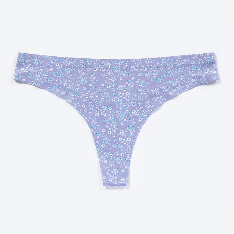 Traceless underwear sticker nylon printing breathable quick-drying low-waist ice silk seamless underwear women