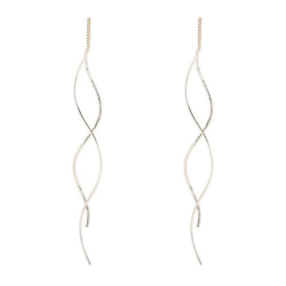 New Wave Earrings Women's Light Luxury Niche Design Sense Long Geometric Earrings Fashion Commuter Long Fringed Earrings