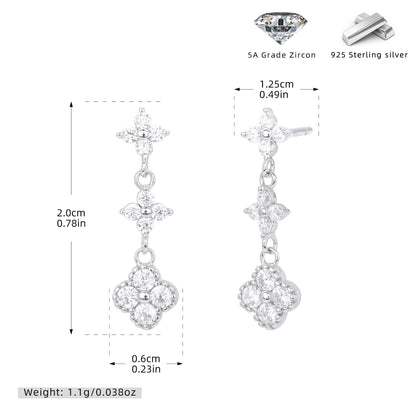 925 Sterling Silver Stud Earrings Color Zirconium Flower Earrings