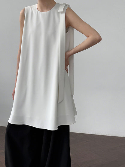French holiday bow sleeveless vest skirt summer new temperament niche design dress