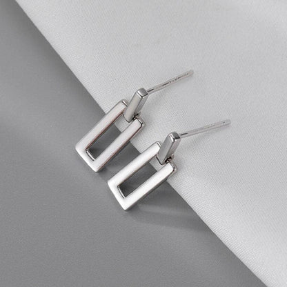Silver Needle Small Geometric Square Earrings Metal Wind Simple Niche Cold Wind Earrings Earrings Minimalist Personality Earrings