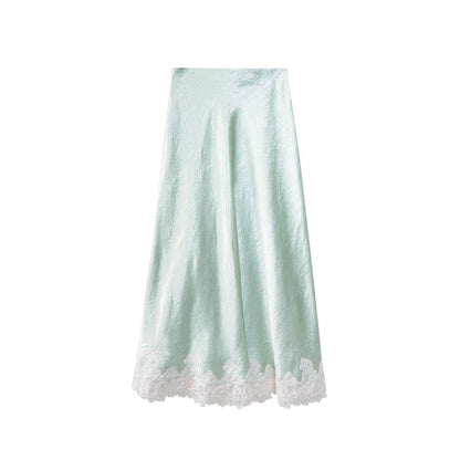 Temperament silky satin skirt