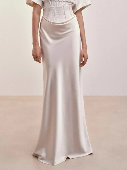New fashion sexy lace satin high waist skirt women