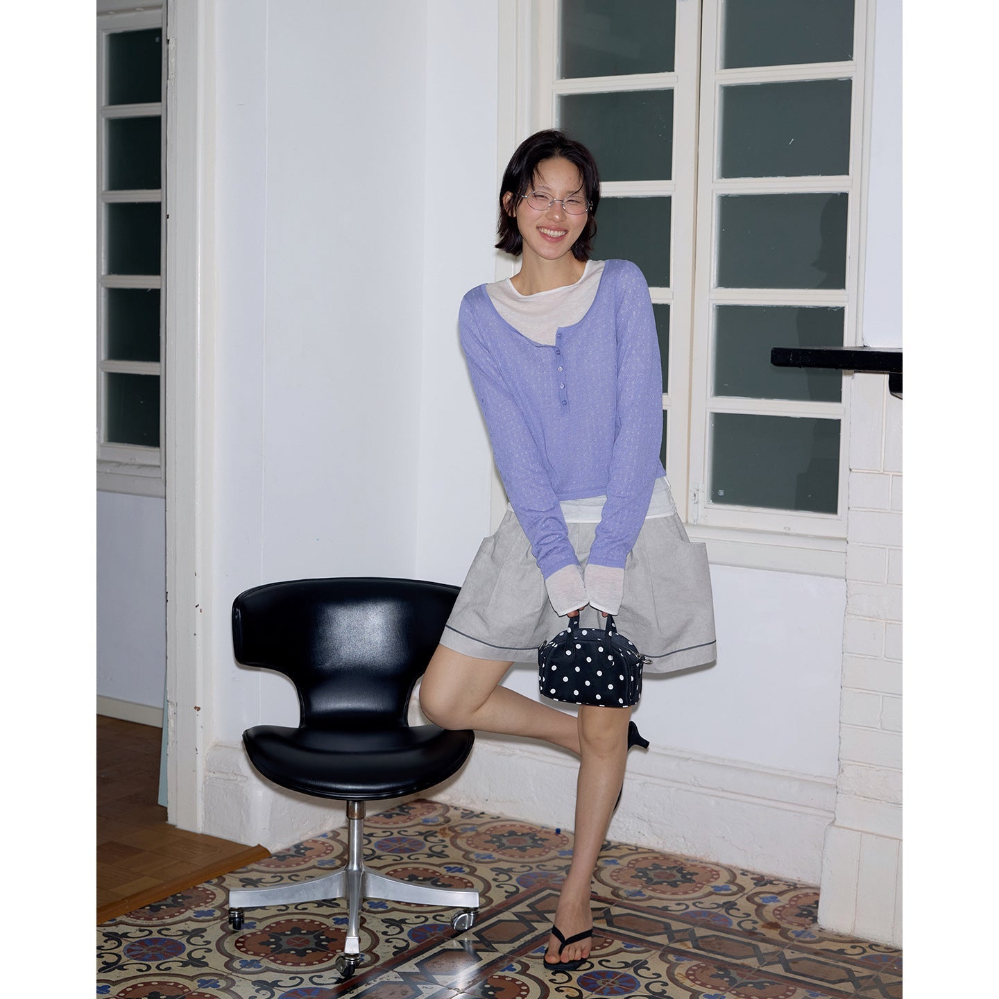 Tencel linen hollow short knitted sweater Spice girl stacked top