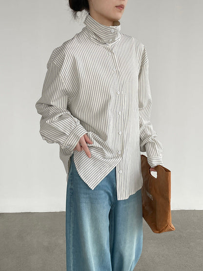 Striped Long Sleeve Loose Cardigan Shirt