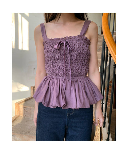 Girls sweet age-reducing texture slim-fitting sling vest