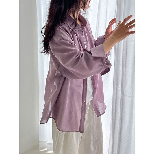 Design Sense Tencel Back Split Strap Shirt Women's Summer Clothing New Long Sleeve Sunscreen Thin Jacket