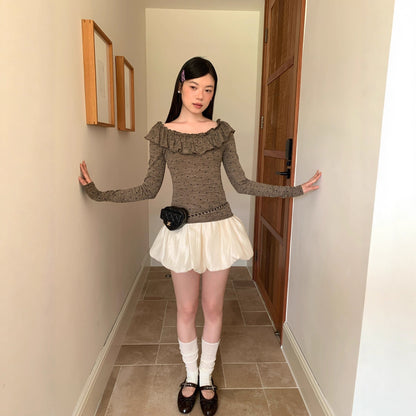 Autumn sweet and spicy polka dot short skirt anti-light elastic waist a-word skirt