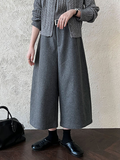Korean wool three-dimensional loose wide-leg pants women's autumn new thin high-end nine-point pants