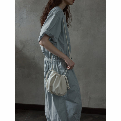 Soft waxy cloud feeling drawstring crossbody small bag