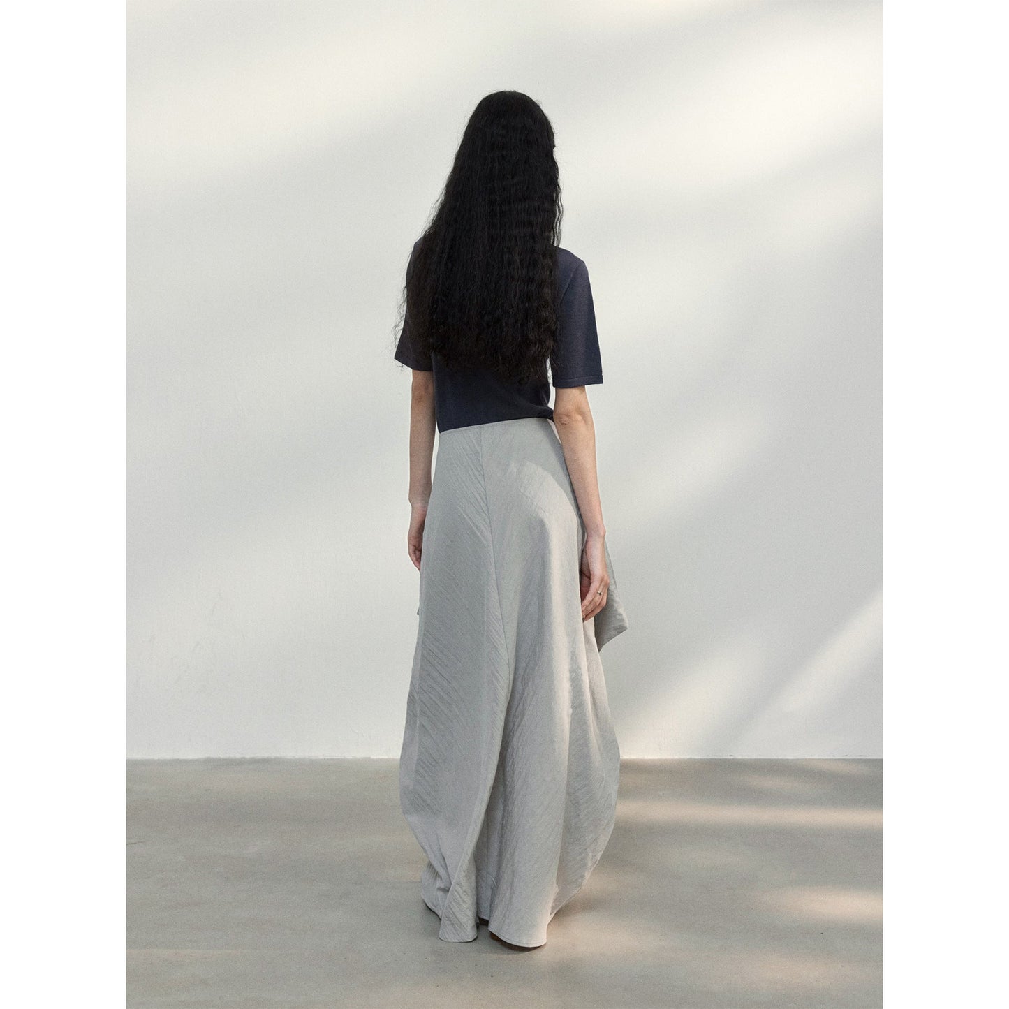 New design Tencel adjustable waist micro-fold texture cocoon skirt