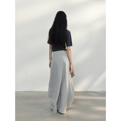 New design Tencel adjustable waist micro-fold texture cocoon skirt