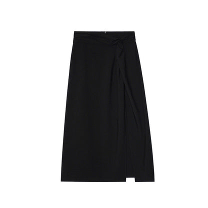 Early spring old money retro temperament long side split plaid skirt