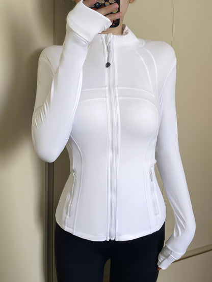Yoga Jacket Women Long Sleeve Zip-Up Breathable Sports Fitness Top
