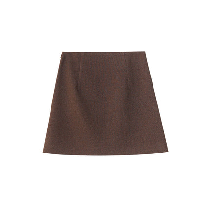 Age-reducing short skirt, high waist and thin three-point solid color skirt