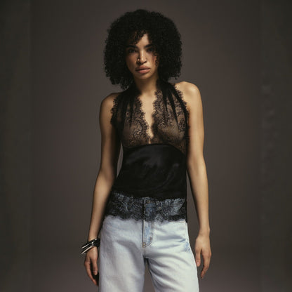 Pure lust lace back halterneck T-shirt