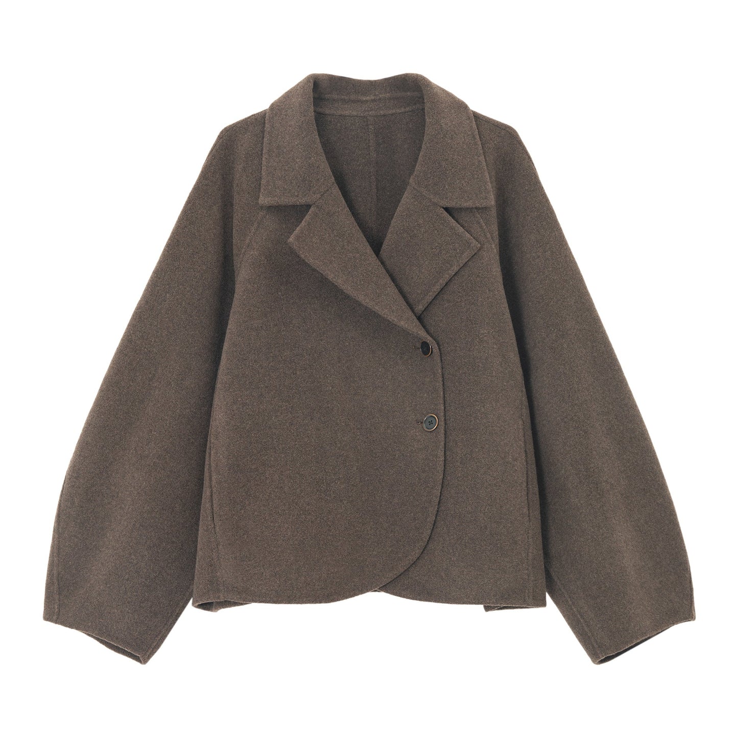 Winter delicate soft wool lapel versatile short double-sided tweed coat women
