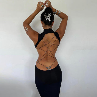 Halter Bow Detail Maxi Dress