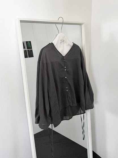 Tencel ramie light V-neck sunscreen shirt