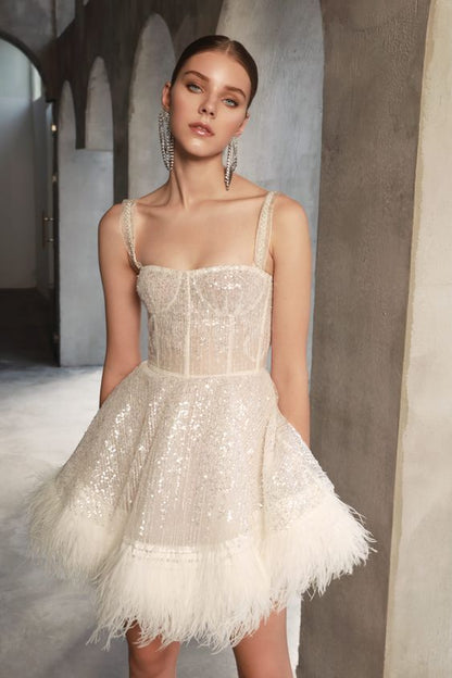 Autumn style dress party imitation feather chest wrap suspender skirt