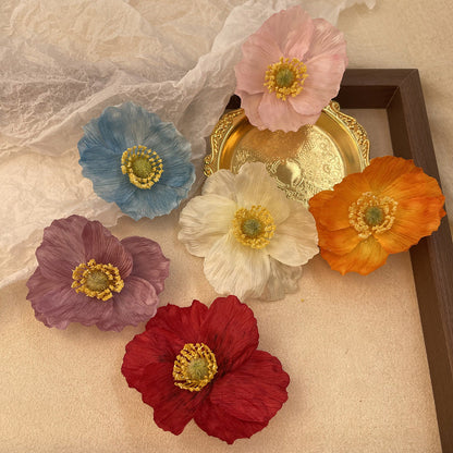 Spring and summer new simulated poppy flower hairpin pure desire atmosphere side clip photo hair accessories super fairy head flower hairpin