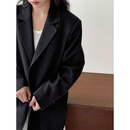 Silhouette casual commuter textured waffle suit women's autumn vintage baggy jacket