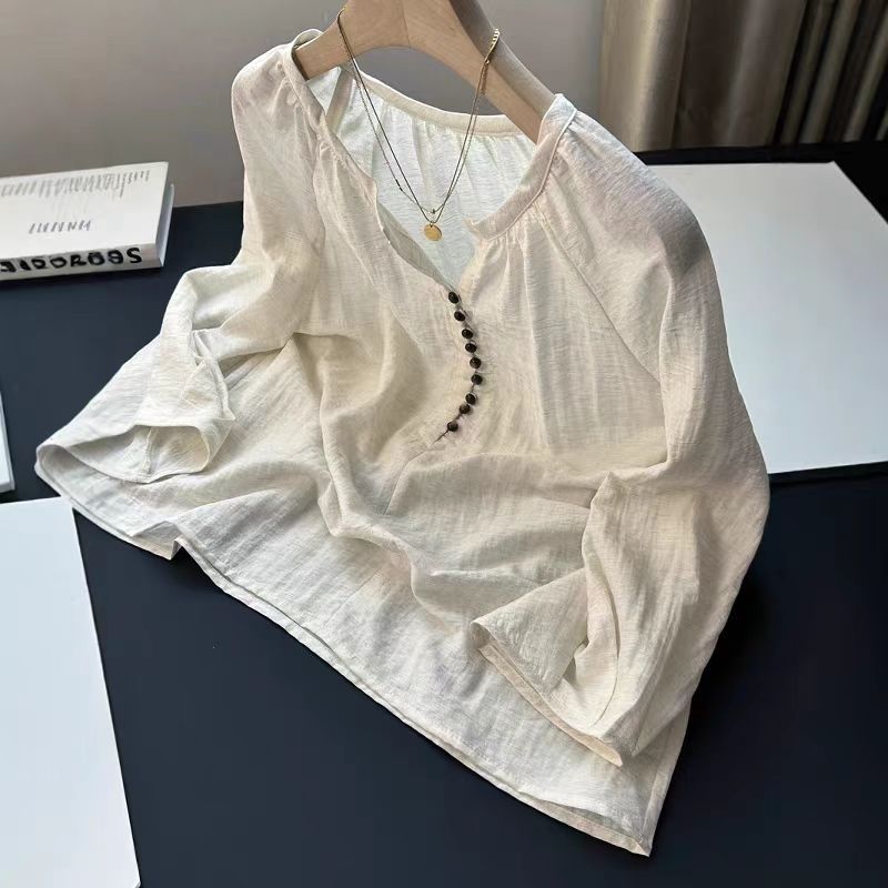 Thin Versatile French Seven-Sleeve Shirt