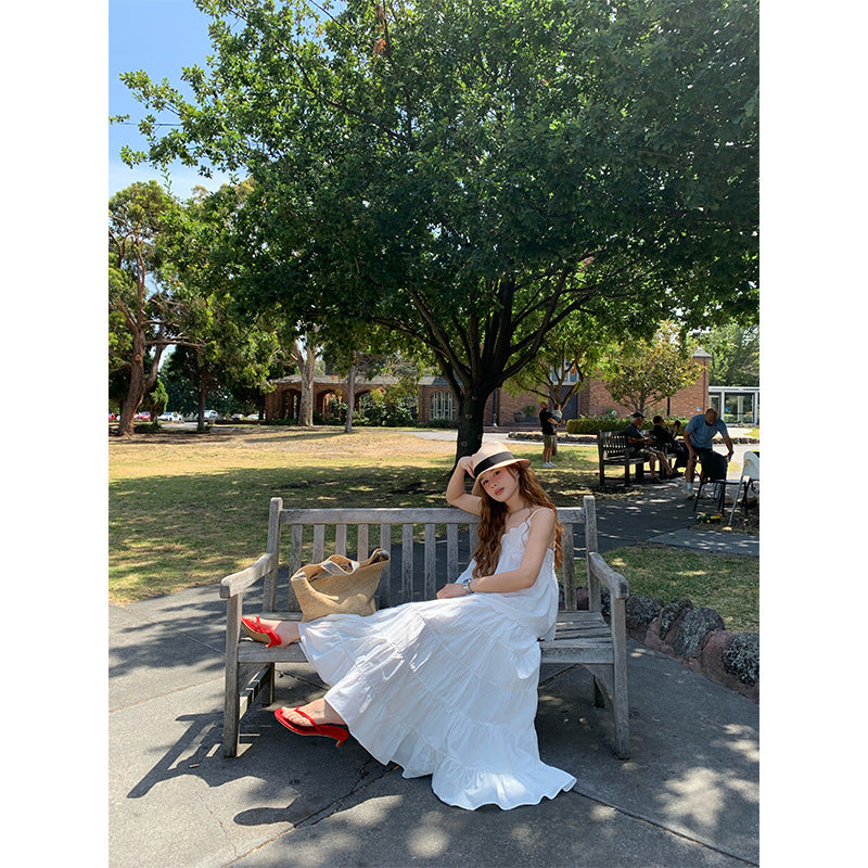 Early spring vacation style beautiful temperament high waist big swing half body cake skirt girl