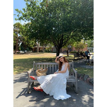 Early spring vacation style beautiful temperament high waist big swing half body cake skirt girl