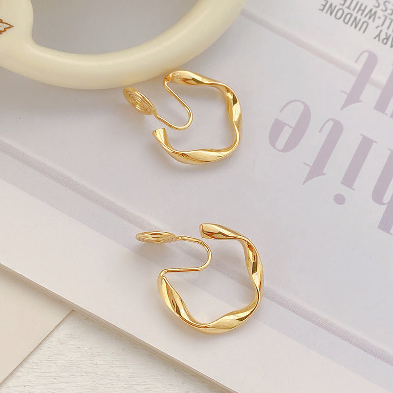 Tide mosquito coil disc ear clips, no ear piercings, white-collar temperament fashion earrings