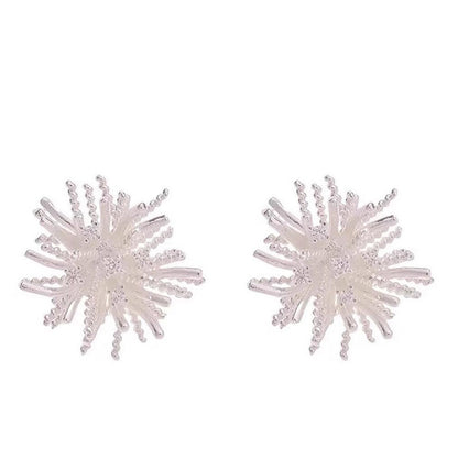 Exaggerated dandelion stud earrings light luxury high-end sense autumn and winter retro temperament earrings beautiful niche zircon earrings