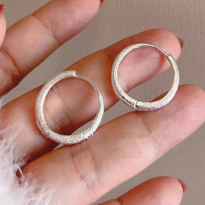 Frosted silver rings, earrings, less feeling earrings, exquisite and small temperament, commuting versatile